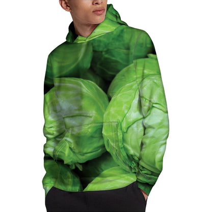 Green Cabbage Print Pullover Hoodie