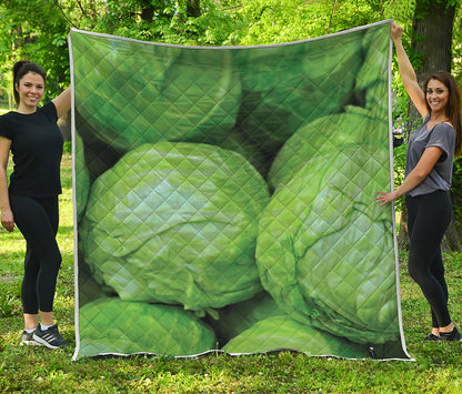 Green Cabbage Print Quilt
