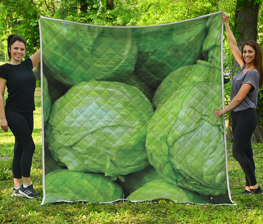 Green Cabbage Print Quilt