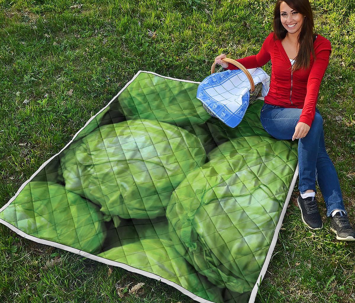 Green Cabbage Print Quilt