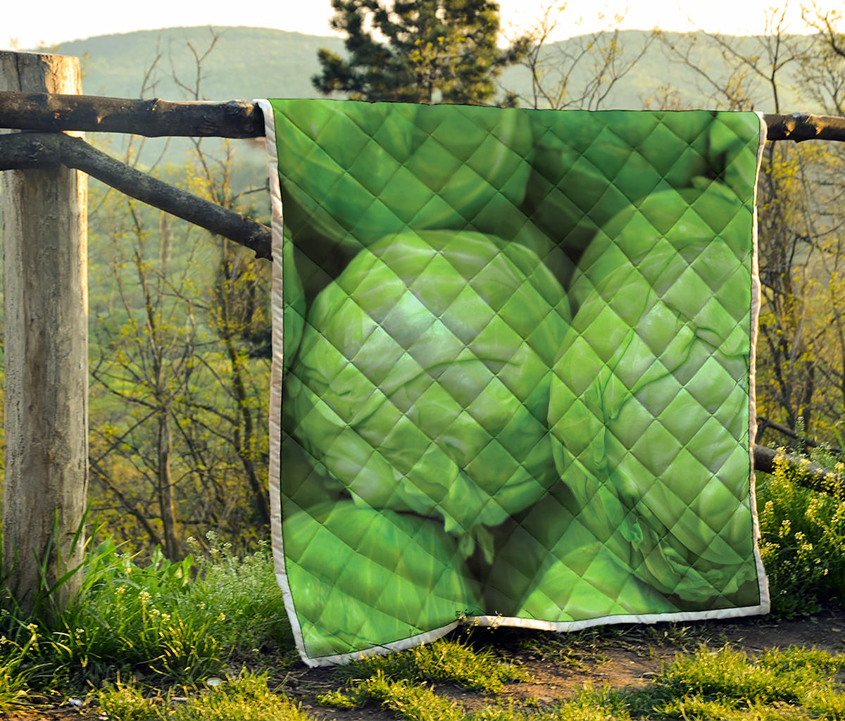 Green Cabbage Print Quilt