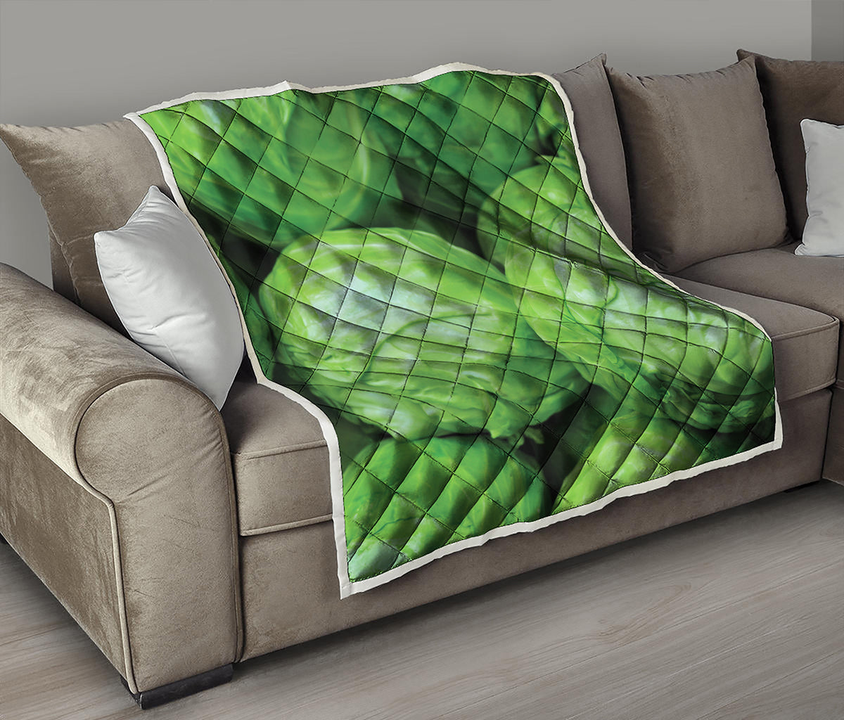 Green Cabbage Print Quilt