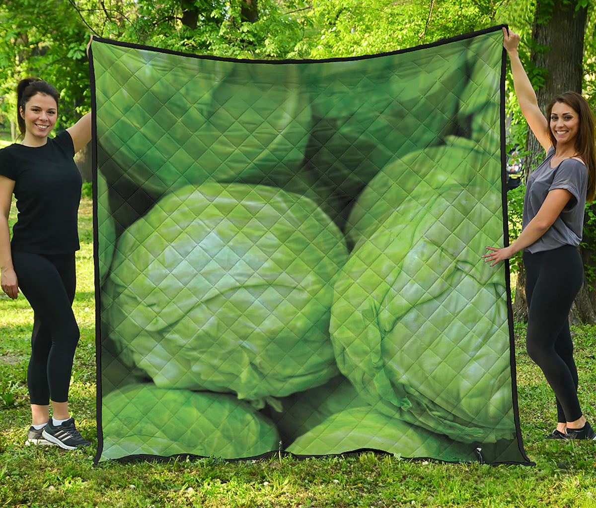 Green Cabbage Print Quilt
