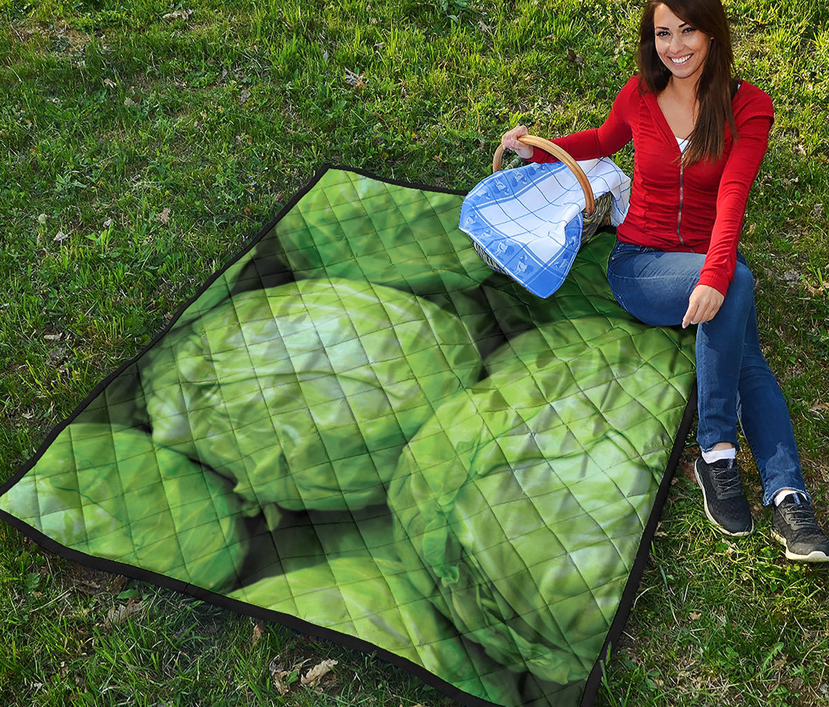 Green Cabbage Print Quilt