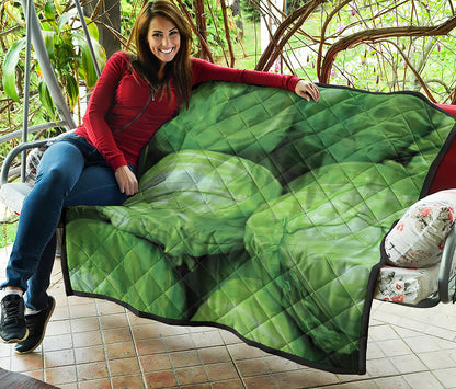 Green Cabbage Print Quilt