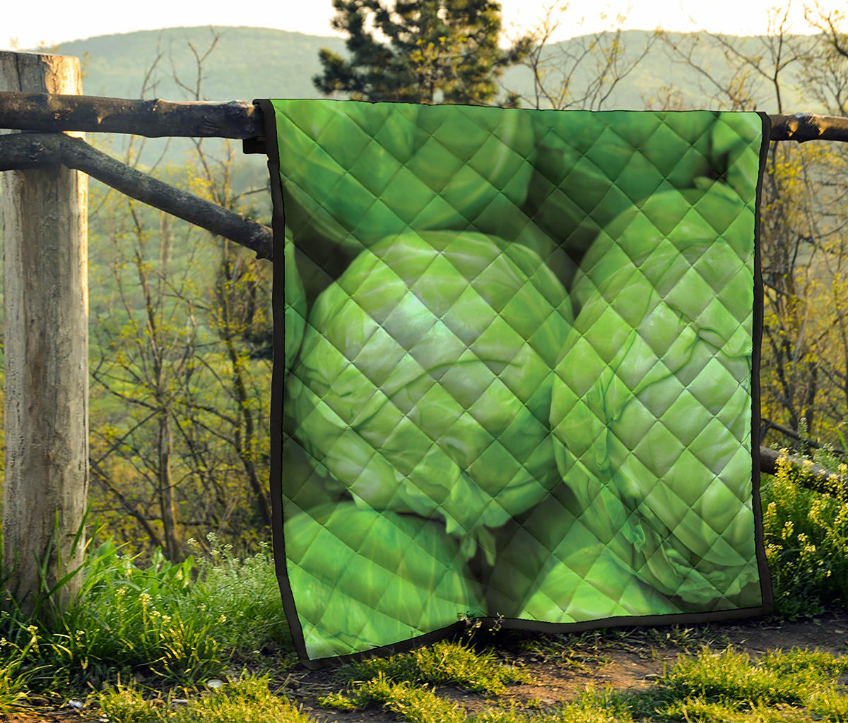 Green Cabbage Print Quilt