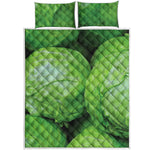 Green Cabbage Print Quilt Bed Set