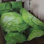 Green Cabbage Print Quilt Bed Set