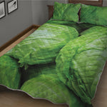 Green Cabbage Print Quilt Bed Set