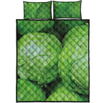 Green Cabbage Print Quilt Bed Set