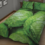 Green Cabbage Print Quilt Bed Set