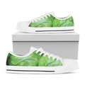 Green Cabbage Print White Low Top Sneakers
