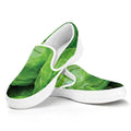 Green Cabbage Print White Slip On Sneakers