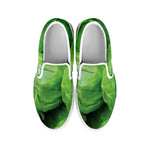 Green Cabbage Print White Slip On Shoes