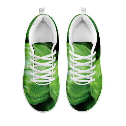 Green Cabbage Print White Sneakers