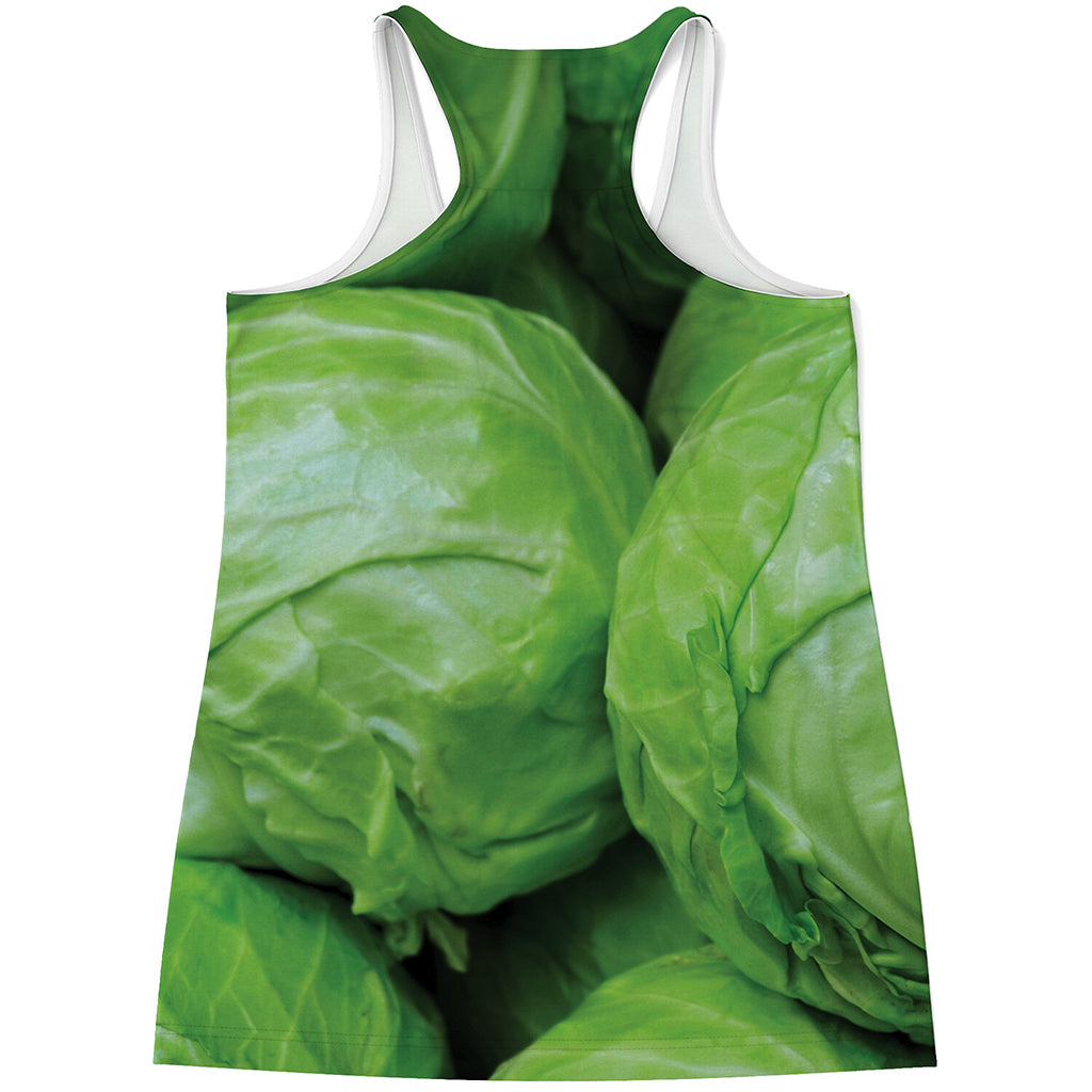 Green Cabbage Print Women's Racerback Tank Top