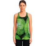 Green Cabbage Print Women's Racerback Tank Top