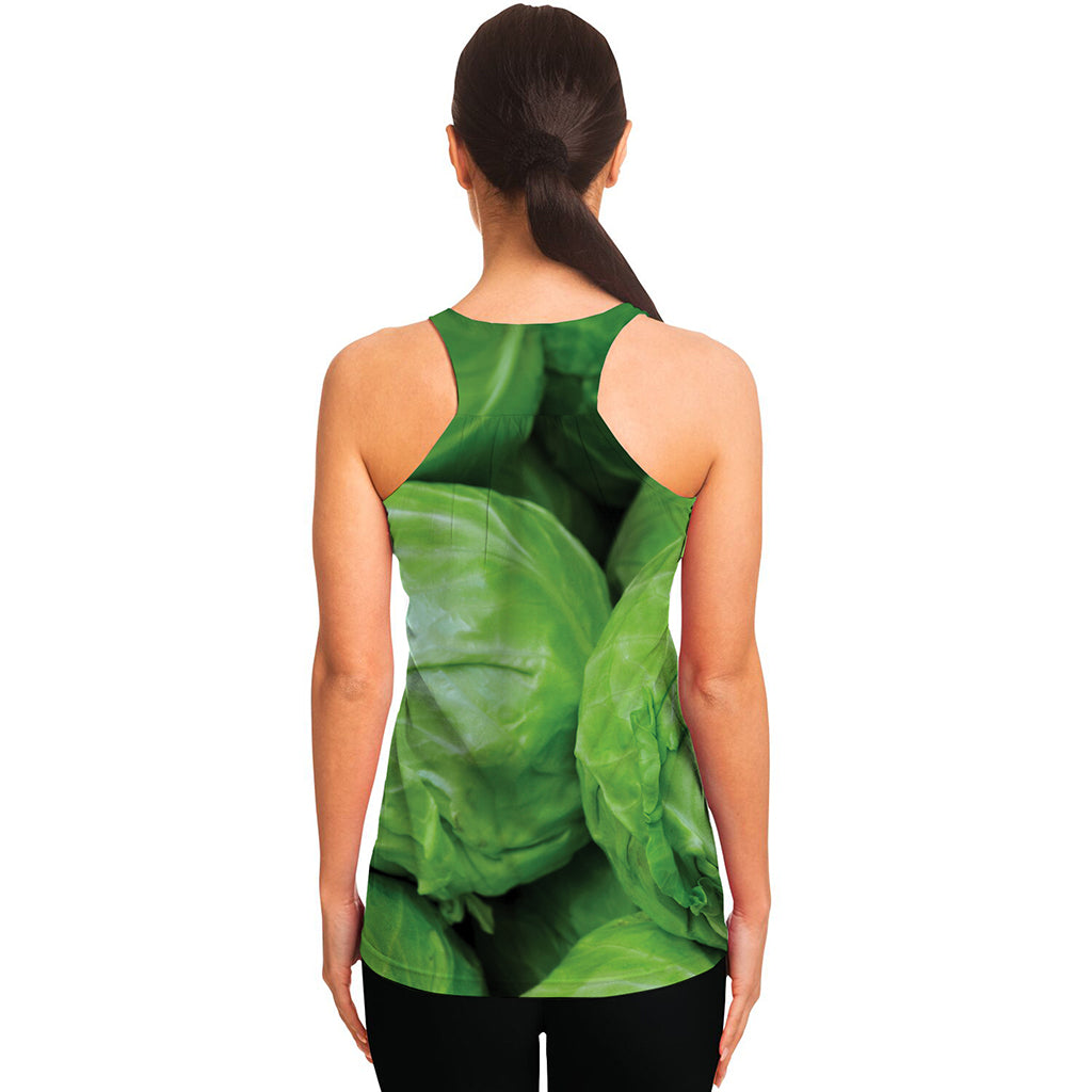 Green Cabbage Print Women's Racerback Tank Top