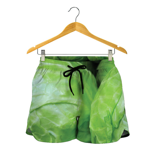 Green Cabbage Print Women's Shorts