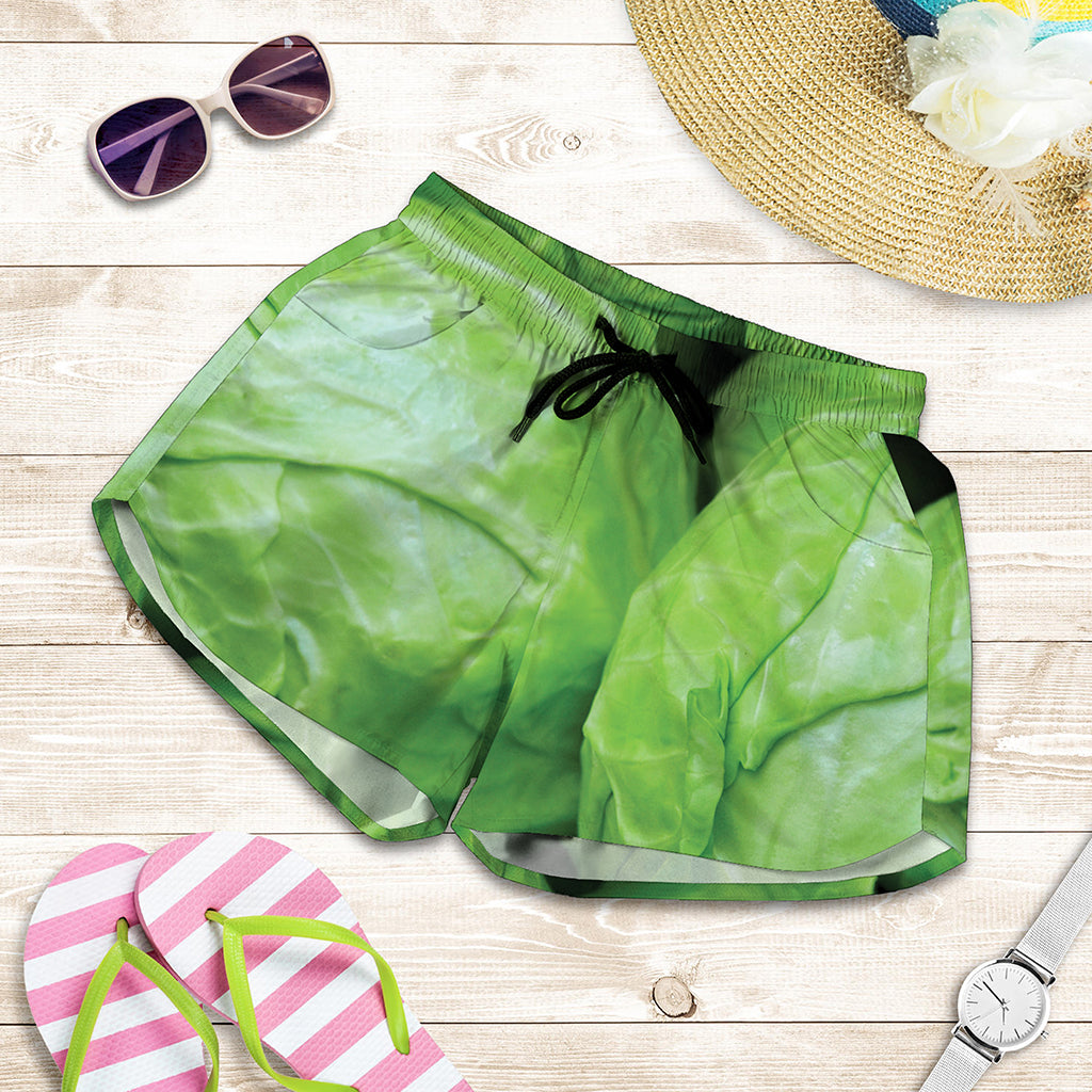 Green Cabbage Print Women's Shorts