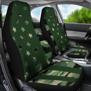 Green Camo American Flag Universal Fit Car Seat Covers GearFrost