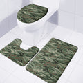 Green Camo Zebra Pattern Print 3 Piece Bath Mat Set