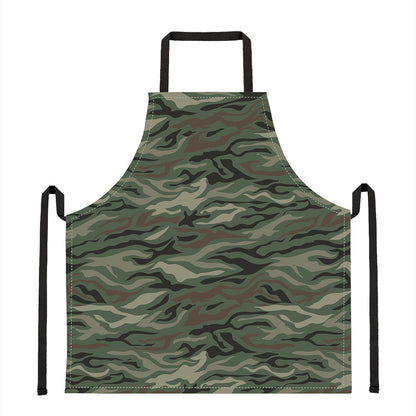 Green Camo Zebra Pattern Print Apron