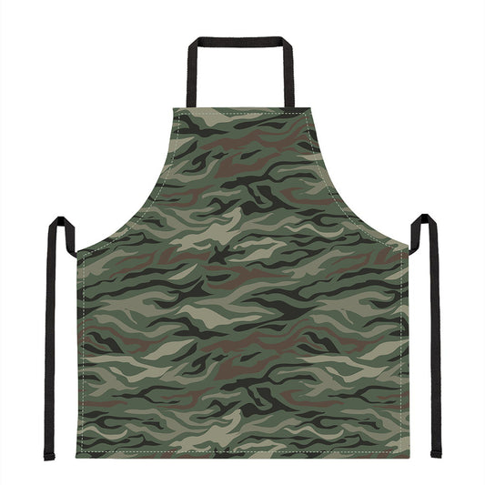 Green Camo Zebra Pattern Print Apron