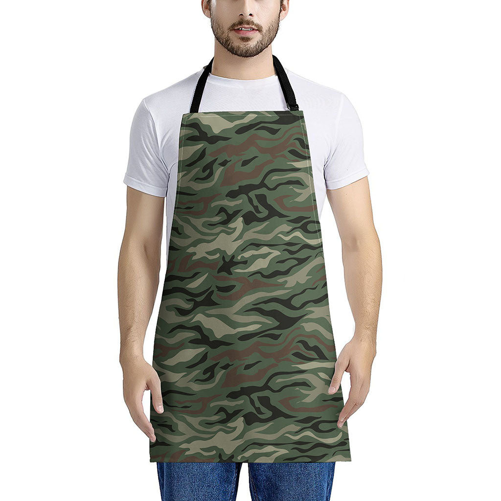 Green Camo Zebra Pattern Print Apron