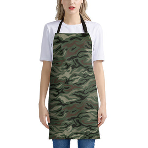 Green Camo Zebra Pattern Print Apron