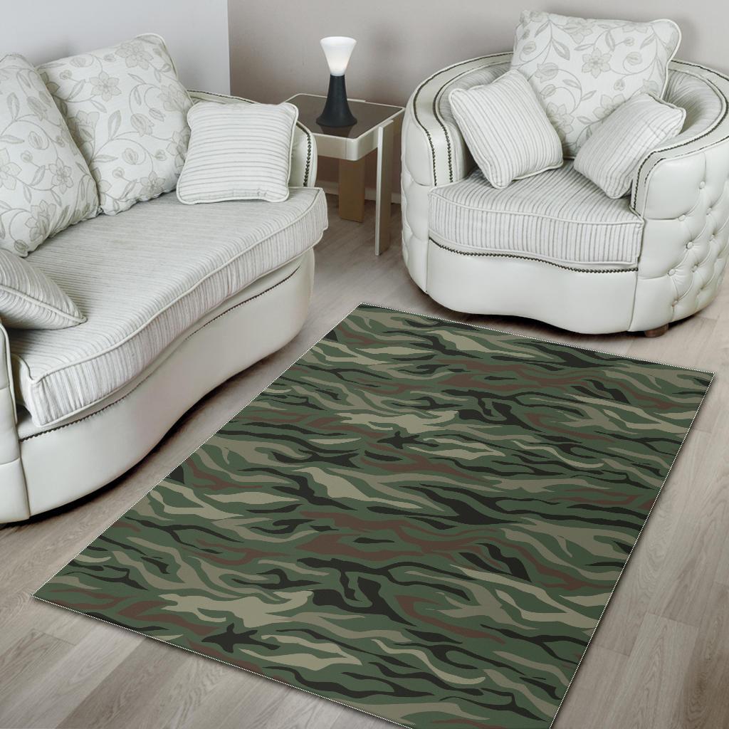 Green Camo Zebra Pattern Print Area Rug GearFrost