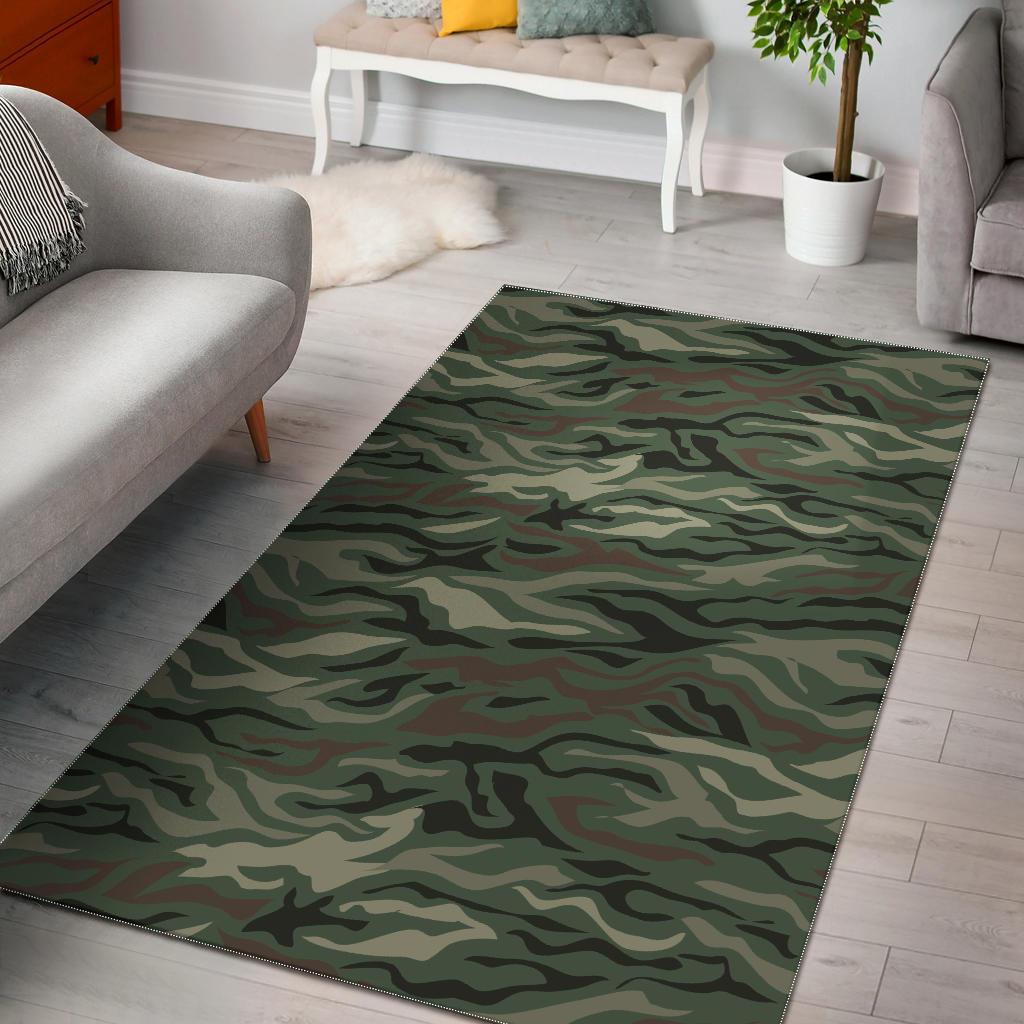 Green Camo Zebra Pattern Print Area Rug GearFrost