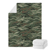 Green Camo Zebra Pattern Print Blanket