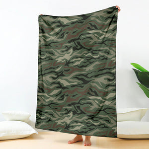 Green Camo Zebra Pattern Print Blanket