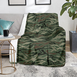 Green Camo Zebra Pattern Print Blanket