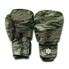 Green Camo Zebra Pattern Print Boxing Gloves