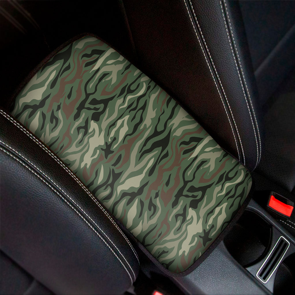 Green Camo Zebra Pattern Print Car Center Console Cover