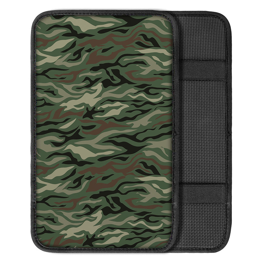 Green Camo Zebra Pattern Print Car Center Console Cover