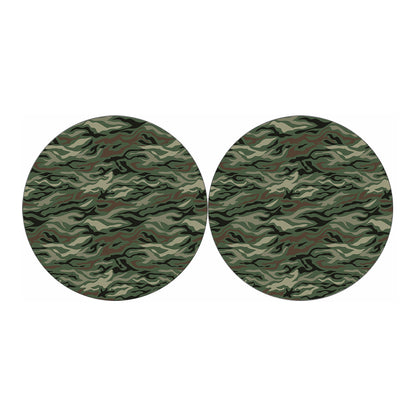 Green Camo Zebra Pattern Print Car Coasters
