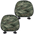 Green Camo Zebra Pattern Print Car Headrest Covers