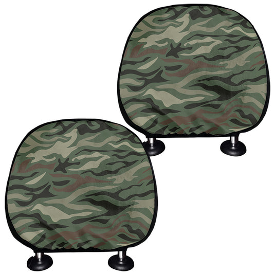 Green Camo Zebra Pattern Print Car Headrest Covers