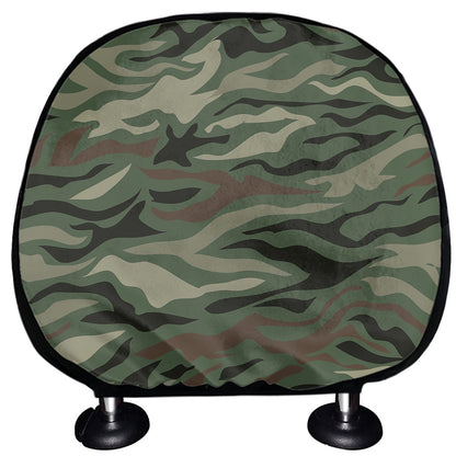 Green Camo Zebra Pattern Print Car Headrest Covers
