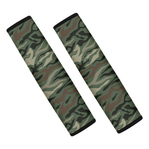 Green Camo Zebra Pattern Print Car Seat Belt Covers