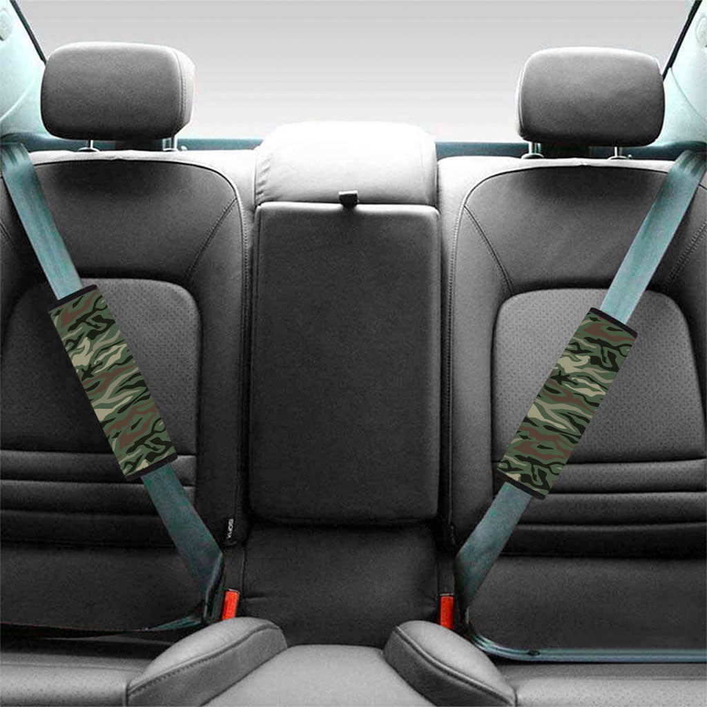 Green Camo Zebra Pattern Print Car Seat Belt Covers