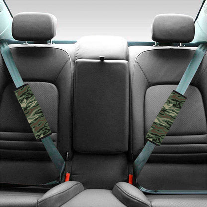 Green Camo Zebra Pattern Print Car Seat Belt Covers