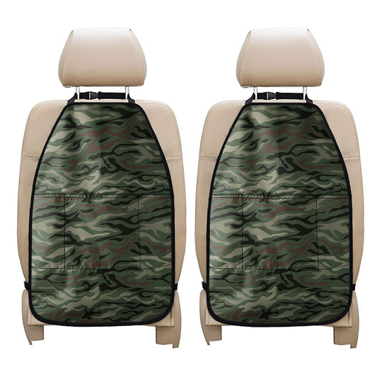 Green Camo Zebra Pattern Print Car Seat Organizers