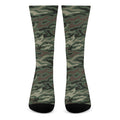 Green Camo Zebra Pattern Print Crew Socks