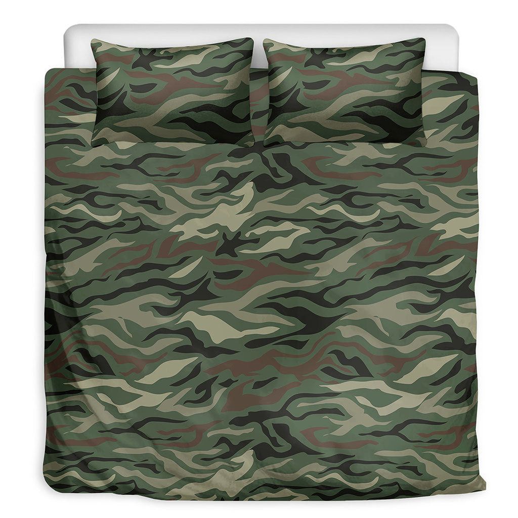 Green Camo Zebra Pattern Print Duvet Cover Bedding Set