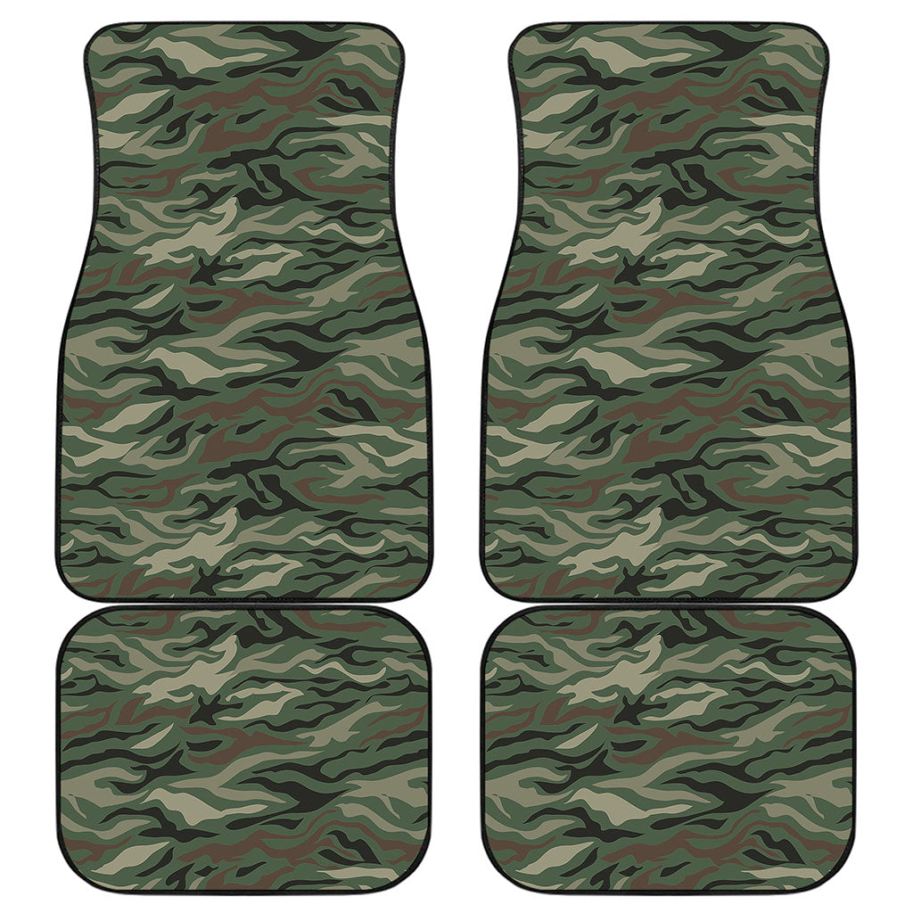 Green Camo Zebra Pattern Print Front and Back Car Floor Mats