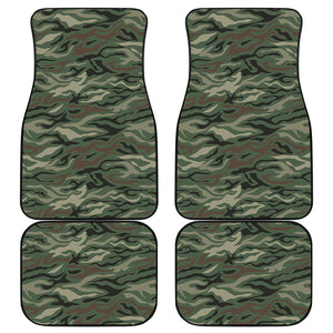 Green Camo Zebra Pattern Print Front and Back Car Floor Mats